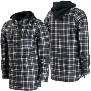 VOLCOM Mens 2016 Snowboard Black White Plaid FIELD BONDED DWR FLANNEL Hoodie