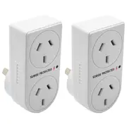 2x The Brute Power Co Double Plug Surge Protector Adaptor for Indoor Home Socket