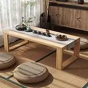 Mwpqbd Foldable Solid Wood Japanese Tea Table Tatami Home Bedroom Sitting windowsill Balcony Small Coffee Table Bay Window Table Outdoor Picnic Table (Length 100cm(39.37IN))