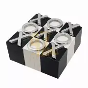 Tic-Tac-Toe Game Box Black White Indoor Outdoor Home Decor Tabletop Decoration