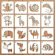 16 Pieces Animal Theme Stencils Farm Reusable Painting Stencils for Scrapbooking Drawing Tracing DIY Furniture Wall Floor Fabric Decors, 5X5 Inches 13X13 cm 16 Patterns
