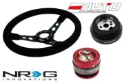 NRG 350mm 3" Deep Steering Wheel Suede Black St 170H Hub 2.0 Red Quick Release b