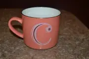 Opal House "C" Initial Mug Cup Tangerine Color with Gold Rim Porcelain New!