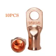 10X 3/8" Gauge 1/0 AWG Bare Copper Wire Battery Ring Lug Connectors Terminals