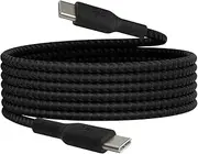 Belkin BoostCharge Braided USB-C to USB-C Cable (2M/6.6ft) for iPhone 16, iPhone 16 Pro, iPhone 16 Pro Max, iPhone 16 Plus, Galaxy S24, S23, Note10, Note9, Pixel 9, Pixel 8, iPad Pro, & More - Black