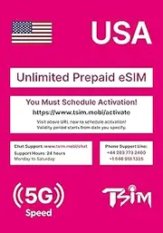 USA eSIM 7 Days. T-Mobile Network with Unlimited High Speed Data, Local Calls and Texts. Get eSIM Same Day via Email and Start Using! No Need to Wait for Package!