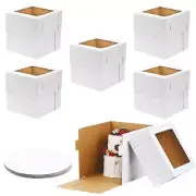 6 Pack 12x12x12 Inches Tall Cake Boxes with Cake Boards for Tier Cakes, Thick...