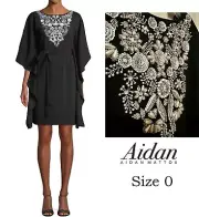 NWT Aidan Mattox Women's Embellished Black Kaftan Dress Size 0