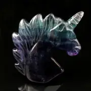 2" Carved Fluorite quartz Unicorn Skull Natural Quartz Crystal Skull Healing 1PC