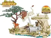 African Wild Safari Animals Building Sets, 3 Different Animals Figures On The Savannah - African Lions, Gazelles, Rhinos, Gift Idea for Boys and Girls Ages 8 Years Old and Up (755 Pcs)