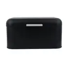 Black Solid Color Retro Metal Bread Bin Box Large Capacity Kitchen Storage