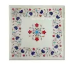 12" white Marble Coffee side center Table Top Inlay lapis stone garden decor