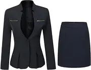 [YUNCLOS] Women's 2 Piece Business Dress Skirt Suit Set Office Lady Slim Fit Blazer Skirt