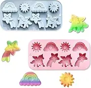 2 Pack Unicorn Silicone Mold for Baking Reusable Non-Stick Sun Meteor Rainbow Mold for Fondant Cake Cupcake Decoration Chocolate Candy Cookie Jelly Pudding Ice Cubes Manual Soap