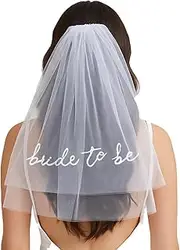 [Funky Junque] White Bride to Be Veil – Embroidered Bachelorette Veil for Bridal Shower, Engagement, and Party Celebrations
