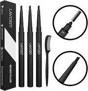Beard Pencil - Light Brown Pack of 3 - Long Lasting and Easy to Use Pen with Blending Brush for Sleek, Natural, Water/Sweat Proof Results