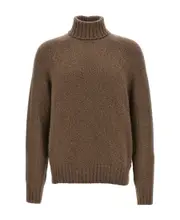 Z Zegna Roll-Neck Ribbed-Knit Jumper IT52 Green
