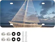 AIXIWAWA License Plate Light Boat Print for Automobile Front Rear 12x6 in Standard Aluminum Alloy Metal Car Tags Decorative Plates