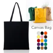 Unisex Plain Canvas Tote Bag Large Capacity Grocery Handbag Casual Shoulder Bag