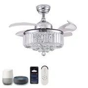 DuMaiWay Crystal Chandelier Fan - 36" Smart Ceiling Fan with Light and Remote...