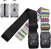 Luggage Straps TSA Approved, YELLOW-PRICE Suitcase Strap with 3-Dial Combination Lock Adjustable Non-Slip Luggage Belts for 20-34" suitcases Travel Accessories (Vintage)