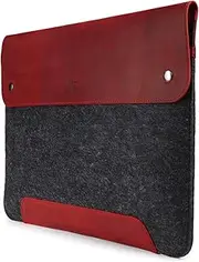 MegaGear 13.3 Inch Genuine Leather and Fleece MacBook Bag, Red