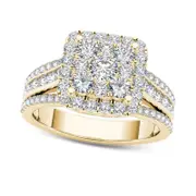 1.5 CT. T.W. Composite Natural Diamond Cushion Frame Engagement Ring in Solid 14K Gold