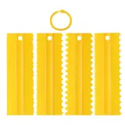 Plastic Scraper Jagged Tool for Cake Baking, Yellow, Pack of 4