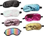 IWOWHERO 7pcs Double-sided Sequined Eye Mask Women Sleep Mask Blindfolds Night Patches Blue Eye Mask for Sleeping Party Lace Light Blocking Sleep Eye Patch Sleeping Eye Mask Sequins