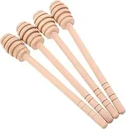 LIFKOME 4pcs Honey Mixing Sticks Dippers Long Handle Jam Spoon Natural Wood Stirrer for Jam Kitchen Wooden Utensils Wooden Stirrers