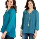 Matilda Jane Charisma Top Sheer Swiss Dot Once Upon A Time Eyelet Shirt Large