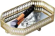 Small Mirror Bowl, Gold Perfume Bowl, Decorative Dressing Table with Glass Bowl, Ahueda Worktop Organiser, Drepping Large for Bedroom, Dressing Table, Mos
