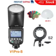 Godox V1ProS TTL HSS Round Head Flash For Sony + S2 Bracket + AK-R11 Diffuser