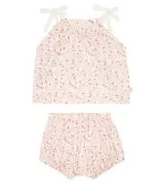 [Il Gufo] Il Gufo Baby floral cotton top and bloomers set M 6 pink