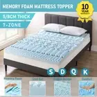 7-Zone Memory Foam Mattress Topper Cooling Gel Queen Breathable Matress Bedding