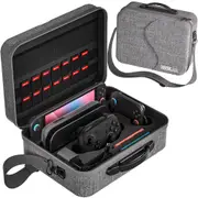 Deluxe Travel Carrying Case for Nintendo Switch 2 with Shoulder Strap and 14 Game Card Slots-Grey
