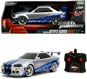 Jada Toys Fast & Furious Brian's Nissan Skyline GT-R (Bnr34)- Ready to Run R/C Radio Control Toy Vehicle, 1: 16 Scale, Silver and Blue, (99370)