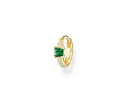 THOMAS SABO Single hoop earring green stone with white stones gold