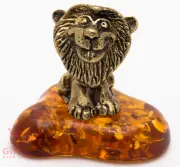Solid Brass Amber Figurine Lion Bonifatius IronWork