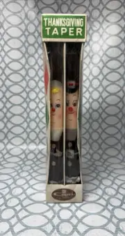 Vintage New Thanksgiving Pilgrim Candles Capri 1965 Sealed