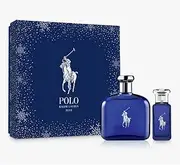 POLO BLUE 2 PCS SET: 4.2 EAU DE TOILETTE SPRAY + 1 OZ EAU DE TOILETTE TRAVEL SPRAY (HARD BOX)