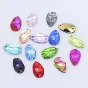 28pc 11x18mm Water Drop Glass FlatBack Crystal Rhinestone Sew on Jewels Applique