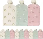 Hippypotamus Reusable Baby Food Pouches - 12 Pack - Baby Food Storage - Pouches Toddler - Refillable Squeeze Pouch for Kids (Rainbow/Mountain/Cloud)