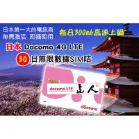 在飛比找蝦皮購物優惠-30天 吃到飽 日本 DoCoMo Sim卡 3G無限流量吃