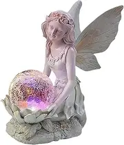 MENUBWPP RHAIYAN Garden Decoration Fairy Statue with Solar Led Light Yard Art Night Lamp Figure Ornament Resin Craft Angel Sculpture Specific (Color : Sit up)