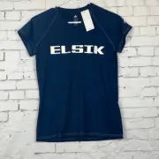 Adidas Shirt Womens Small Climalite Performance Short Sleeve V Neck Elsik Blue