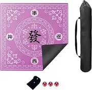 Icegrey Mahjong Mat with Bag, Anti Slip Noise Reduction Table Cover Mat, Mahjong Table Accessories Tablecloth for Mah Jongg, Card, Board & Tile Games, Rose Pink
