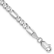7 Inch 14K 4mm White Gold Flat Figaro Chain Lobster Clasp