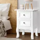 Bedside Table with 2 Drawers White Bed End Side Tables Storage Cabinet Nightstan