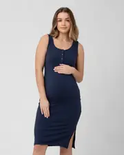 Penny Button Down Rib Dress Navy